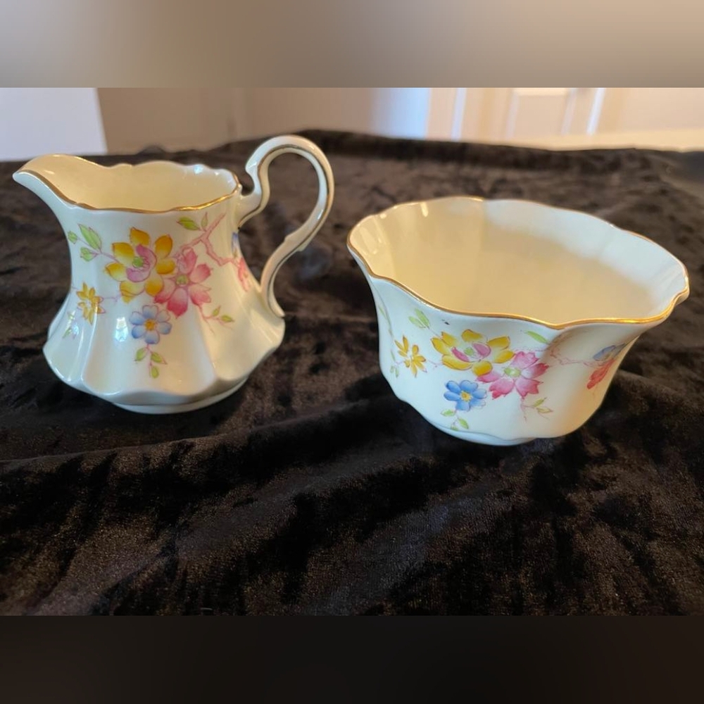 SALE Rare Antique Paragon Cream & Sugar Bowl Set. Mint Cond Gorgeous Lemon Color